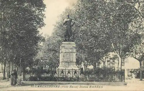 CPA Postcard France Caracassonne (ville basse) Statue Barbes