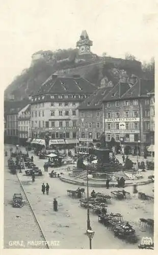 Postcard Austria Graz Hauptplaz city square 1924