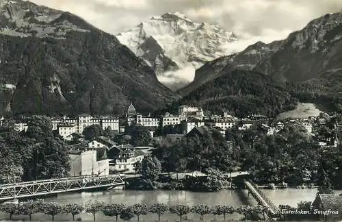 Postcard Switzerland Interlaken Jungfrau 1959