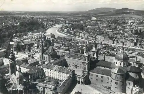 Postcard Austria Salzburg aerial view 1958