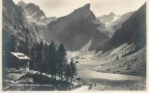 Postcard Switzerland Seealpsee mit Altmann & Santis