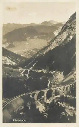 Postcard Switzerland Albulabahn aerial
