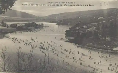 CPA Postcard France Bassins du Doubs en hiver Patinage au Pre-du-Lac