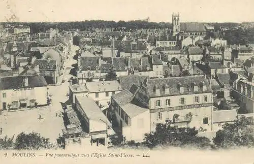 CPA Postcard France Moulins vue panoramique vers l'Eglise Saint Pierre