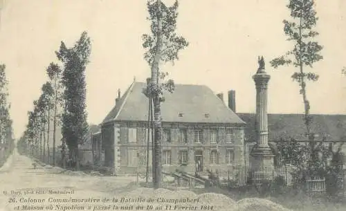 CPA Postcard France Colonne Commemorative de la Bataille de Champaubert et maison ou Napoleon a passe