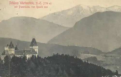 Postcard Austria Schloss Wartenstein mit panorama von Raach aus