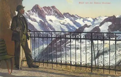 Postcard Switzerland Eismeer station panorama