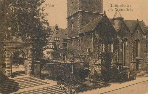 Postcard Germany Meigen fortress and church