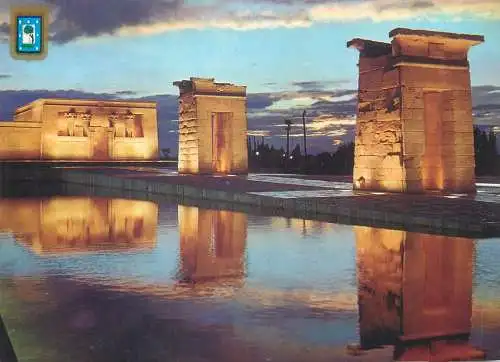 Postcard Spain Madrid Debot Temple evening aspect