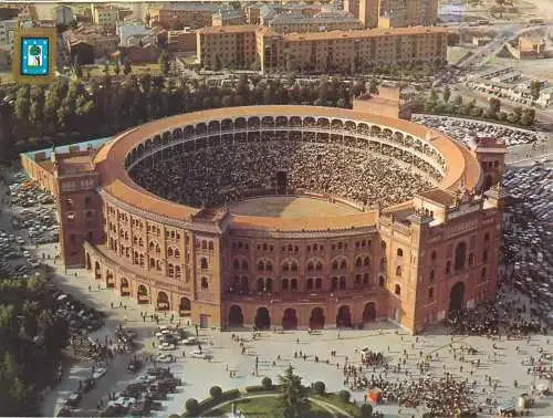 Postcard Spain Madrid Plaza de Toros aerial view