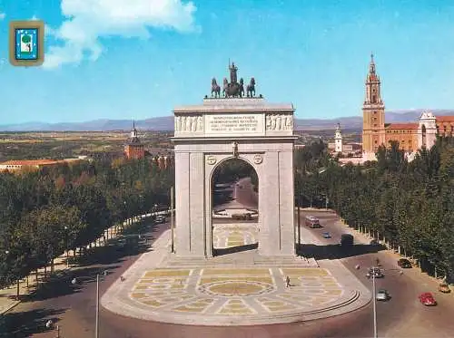 Postcard Spain Madrid Victory arch
