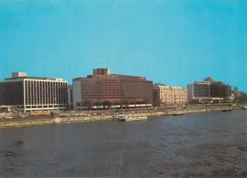 Postcard Hungary Budapest hotels at Danube embankment