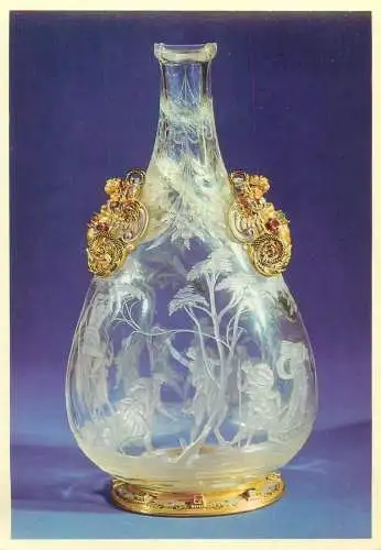 Postcard Rock crystal bottle mounted in gold precious stones and enamel by Annibale Fontana