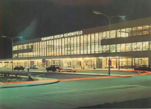 Postcard Germany Berlin Haputstadt der DDR Berlin-Schonefeld Airport nocturnal aspect