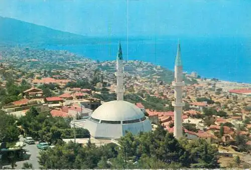 Postcard Turkey Izmir view from Mt Pagus and Kale Mosque
