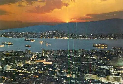 Postcard Turkey Izmir general view from Mt Pagus nocturnal aspect