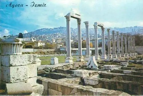 Postcard Turkey Izmir Agora and general cityscape
