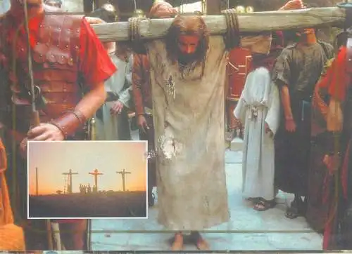 Religious Postcard Jesus Calvary path movie scene
