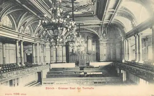 Postcard Switzerland Zurich Grosser saal der Tonhalle 1919