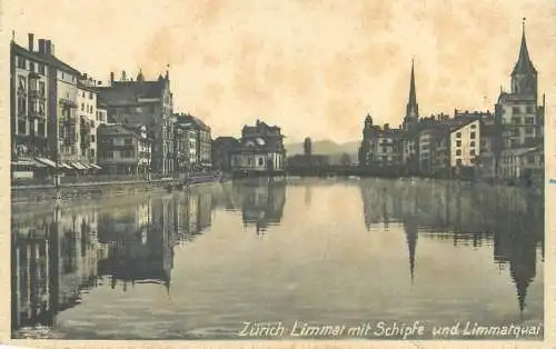 Postcard Switzerland Zurich Limmat mit Schipfe und Limmatqwai