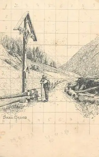 Postcard Switzerland Saas Grund rest stop christian stop