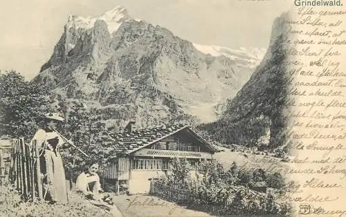 Postcard Switzerland Grindelwald mountain scene 1903