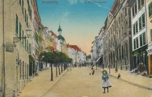 Postcard Switzerland Porrentruy la rue de marche 1917
