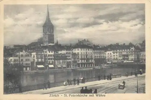 Postcard Switzerland > ZH Zurich St. Peterskirche clocktower