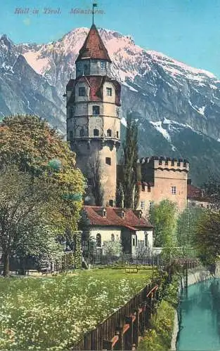 Postcard  Austria > Tirol > Hall in Tirol clocktower 1911