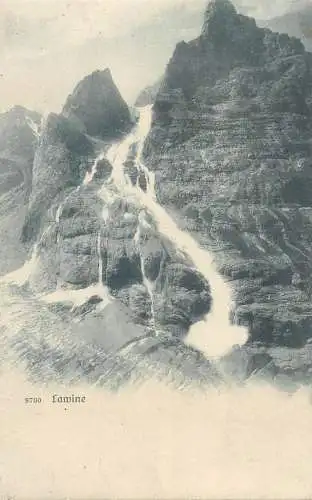 Postcard Switzerland lawine waterfall