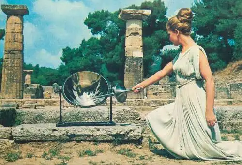 Postcard Greece Olympia the olympic flame