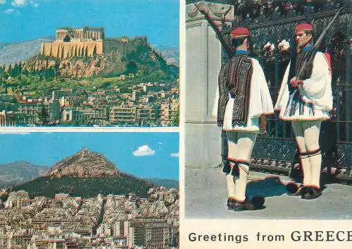 Postcard Greece Athens multi view traditional costumes