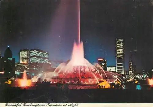 Postcard United States > IL - Illinois > Chicago Buckingham fountain at night 1980