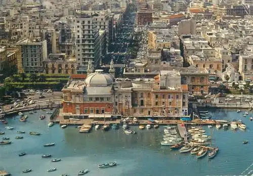 Postcard Italy Bari Sail Center and Margherita theatre 1971 aerial view