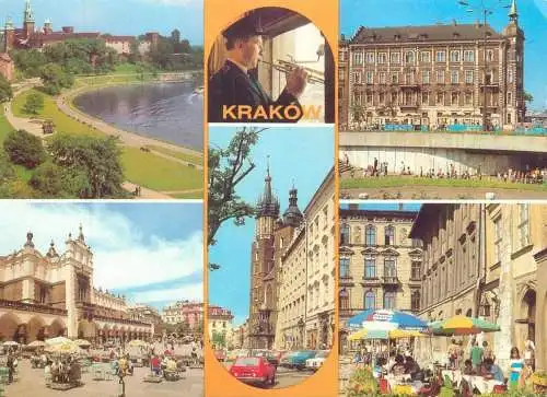 Postcard Poland Krakow multi view Wawel