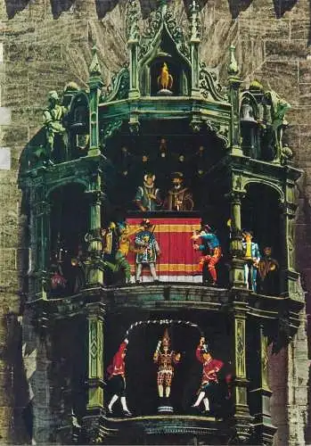 Postcard Germany Munchen the carillon with cooper dance 1990