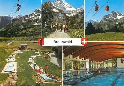 Golf & miniature golf related postcard Switzerland Braunwald teleferique