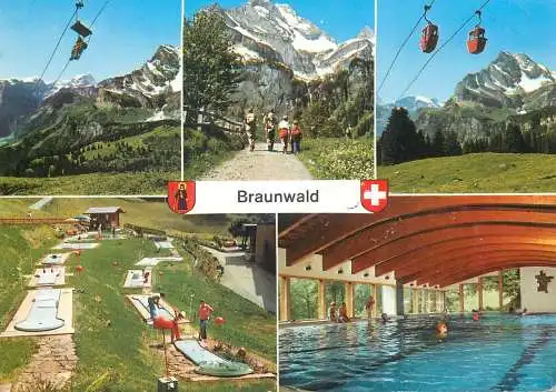 Golf & miniature golf related postcard Switzerland Braunwald teleferique