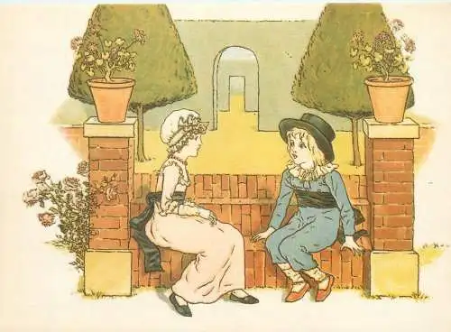 Postcard "From Marigold garden" Kate Greenway drawing illustration