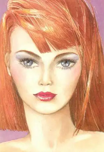 Postcard Jeunes Filles Modernes beautiful woman drawing