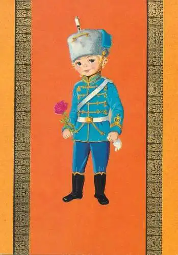 Comics Post card soldier in uniform drawing illustration