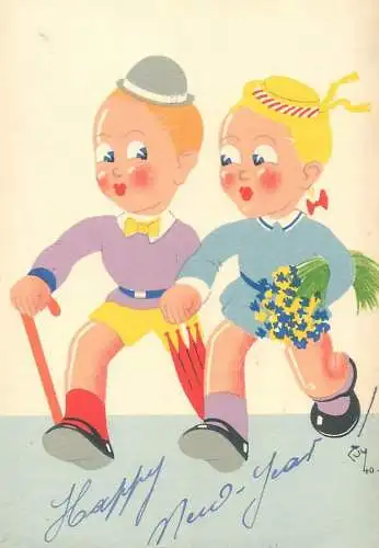 Comic humour Postcard guys funny illustration