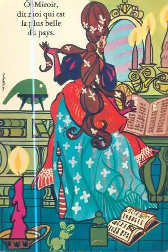 Fairy tale illustration Postcard Snow White and the Seven Dwarfs