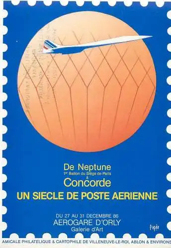 Advertising Postcard R. Pages illustration De Neptune a Concorde a century of aerial mail