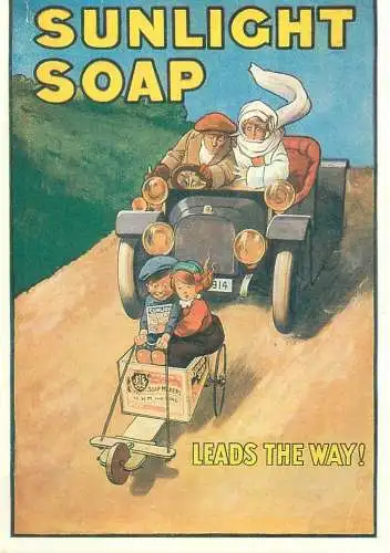 Advertising Mumbles Railway Postcard Sunlight Soap leads the way by courtesy of Lever Brothers