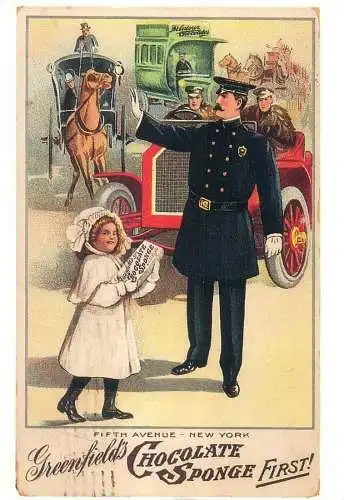 Advertising Postcard Greenfield's Chocolate Sponge c. 1915 from collection of Leonard A. Lauder