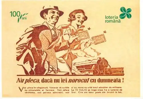 Loteria Romana Advertising Postcard 100 Years Anniversary