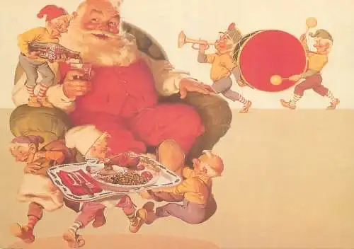 Coca-Cola Advertising Postcard Santa Claus and elfs