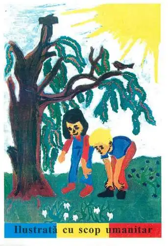 Easter greetings Humanitarian Postcard illustration drawing
