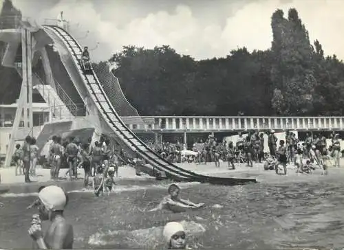 Postcard Bulgaria Varna beach and water slide